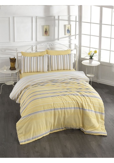 Pamuklu Sarı Çarşaflı Çift Kişilik Nevresim Takımı 200x220 Sarı