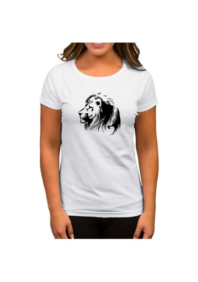 Black Lion Silhouette Beyaz Kadın Tişört Beyaz