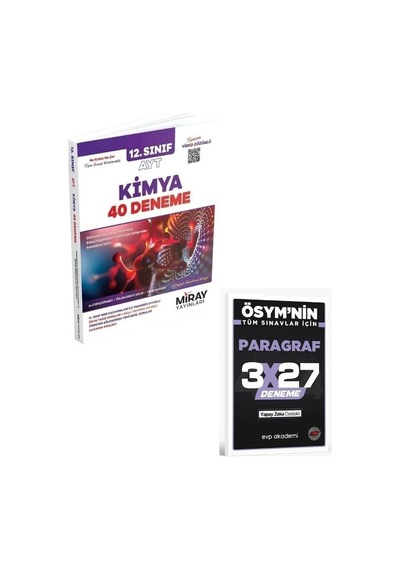 Miray 2027 12. Sınıf Ayt Kimya 40 Deneme Video Çözümlü+ Evp Akademi Paragraf