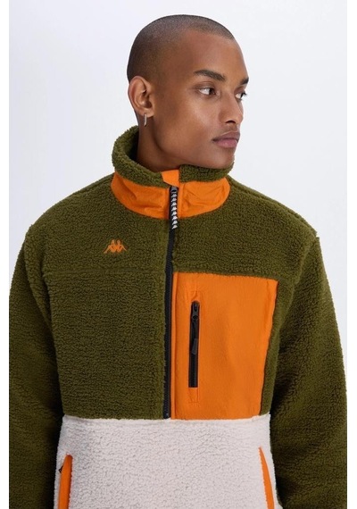 Kappa Hanoran Navy-ecru-orange Man Sherpa Jacket 371t3qw-x9f Kahve Kahverengi