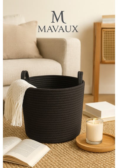 Mavaux Çok Amaçlı, 30cm-30cm Orta Boy, Yanları Saplı, Jüt, Hasır, Dokuma Sepet, Düzenleyici Organizer Antrasit