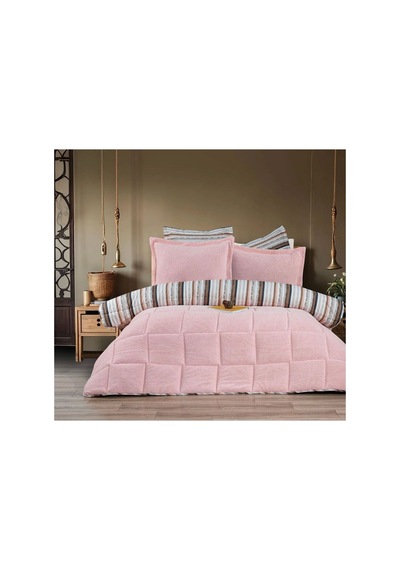 Çift Kişilik Uyku Seti Sherpa Comforter Pembe Pembe