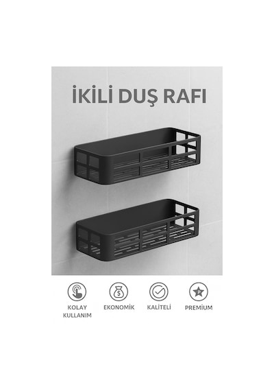 Yapışkanlı Duvar Rafı Organizer Banyo Rafı Duş Rafı Mutfak Rafı Havluluk Sabun Krem Şampuanlık Çok Rekli