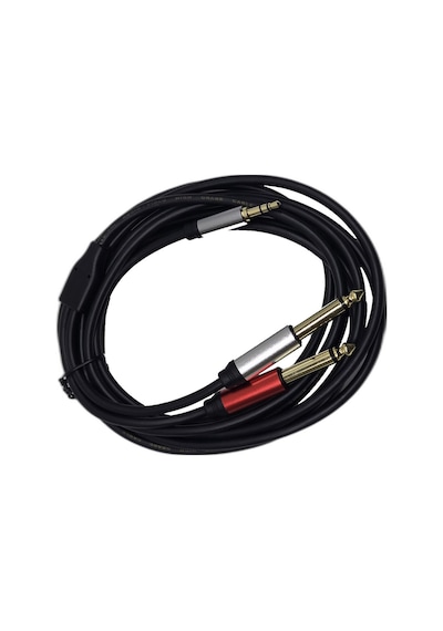 3 Metre 3.5 Mm To 2 X 6.35 Mm Ses Kablosu - Aux To Çivi Jak Mikser Ve Amfi Bağlantı Kablosu