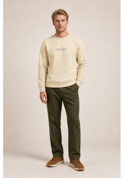 Redline Clavin Erkek Regular Fit Yeni Sezon Pamuklu Sweatshirt Bej