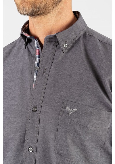 Tudors Klasik Fit Rahat Kesim Poplin Oxford Erkek Gömlek-23443 Siyah