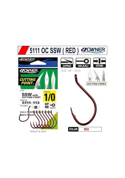 Owner 5111 Oc Ssw Red Tekli Olta İğnesi 2/0