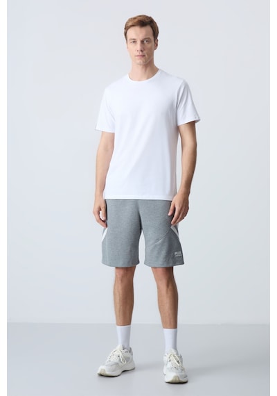 Air Jones Tommy Life Gri Melanj Pamuklu Kalın Yumuşak Dokulu Standart Fit Basic Erkek Şort - 81281 GRI MELANJ