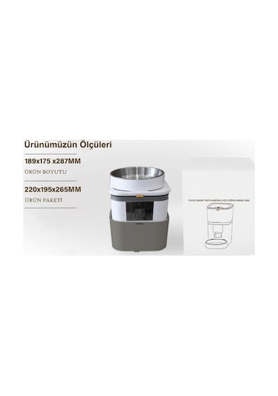 Ovıoo QQ005 Kameralı Wifi Paslanmaz Kase Kedi Köpek Besleyici 6 L