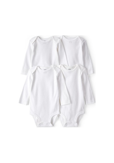 Bebek Uzun Kollu Body Set 4'lü Paket Beyaz Beyaz
