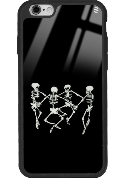 Apple Uyumlu iPhone 6 - 6s Dancer Skeleton Tasarımlı Glossy Telefon Kılıfı Siyah