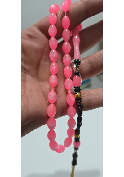 Ağır Püsküllü Pembe Opal Benzetme Tesbih Açık Pembe