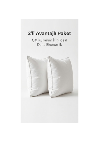 Puffyform Premium 2 Li Boncuk Silikon Kırlent İç Yastığı 45x45 Cm 350 Gr Dolgun Çökme Yapmaz Yıkanabilir Beyaz