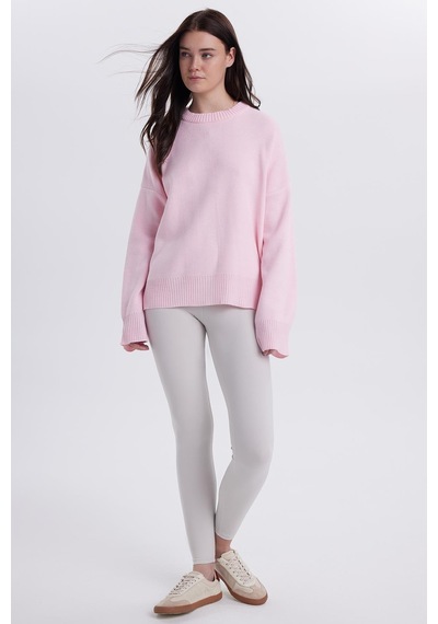 Tudors Kadın Oversize Geniş Kesim Bisiklet Yaka Pembe Kazak-41723 Pembe