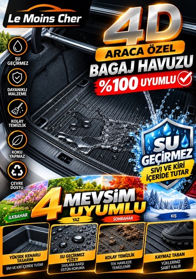 Renault Laguna 2008 Uyumlu Araca Özel 4d Kauçuk Bagaj Havuzu