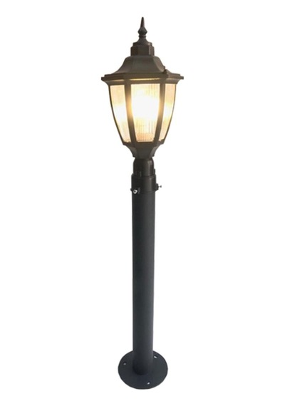 136 Cm Altıgen Direkli Bahçe Armatürü - Bahçe Lambası -siyah