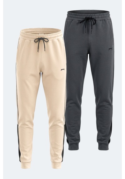 Slazenger Valary 2 Li Set Erkek Eşofman Altı Bej - Koyu Gri
