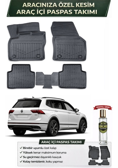Volkswagen Tıguan Allspace 2016 Model Aracınıza Özel Üretim Esnek Kauçuk Paspas Takımı