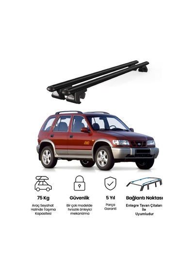 Venüs Kia Sportage 1993-2003 Uyumlu Siyah Ara Atkı Port Bagaj Tavan Barı