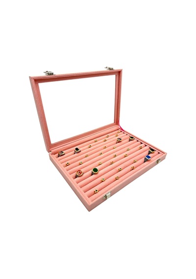 Yüzük Ve Koldüğmesi Kutusu Pembe Süet
