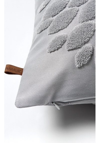 Bohem Özel Tasarım Punch Panç Desen Kare Dekoratif Kırlent Kılıfı 43x43 cm Flower Gri