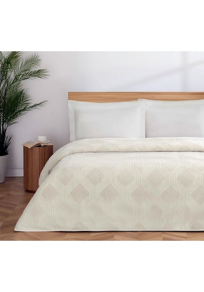 Özdilek Trendy Embos Tek Kişilik Battaniye 155x220 Art Deco Kemik Bej