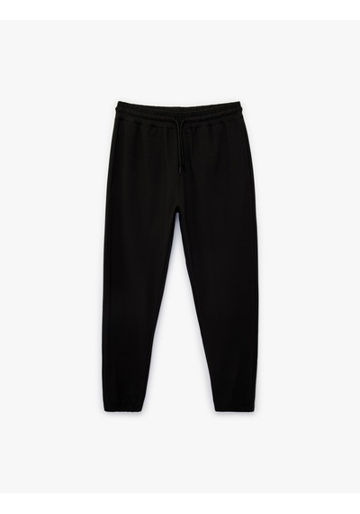 Koton Beli Bağcıklı Cepli Jogger Spor Eşofman Altı Siyah 6sam40029nk