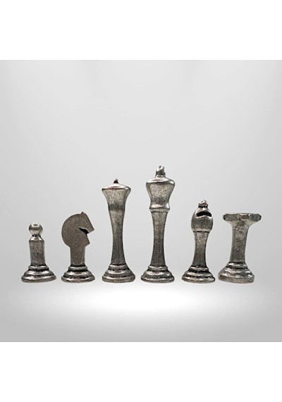 Mc02 Metalicraft Premium Metal Satranç Takımı - Doğal Ahşap Çekmeceli Ceviz Tahta - El Yapımı
