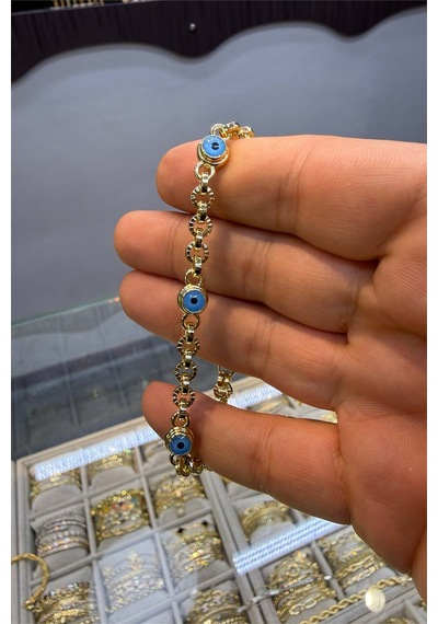3 Lü Gözlü Bileklik Altın