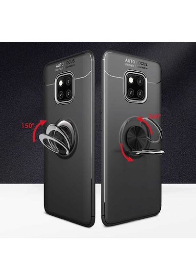 Huawei Mate 20 Pro Kılıf Yüzüklü Tam Korumalı Silikon Kapak