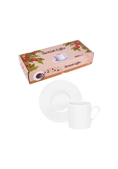 Sublimasyon Porselen Beyaz Kahve Fincanı 6 'lı Set - İthal