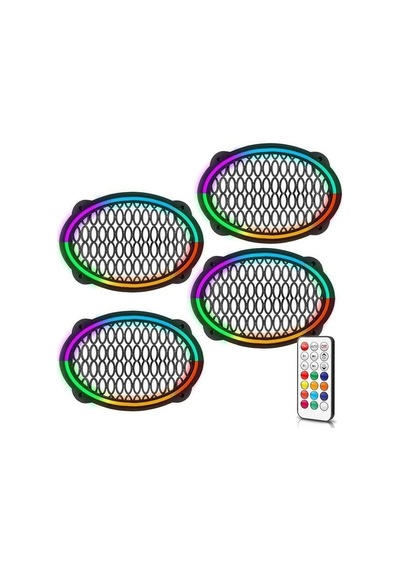 Midrange Kapağı Neon Pixel Ledli Animasyonlu Kumandalı Oval 4 Adet