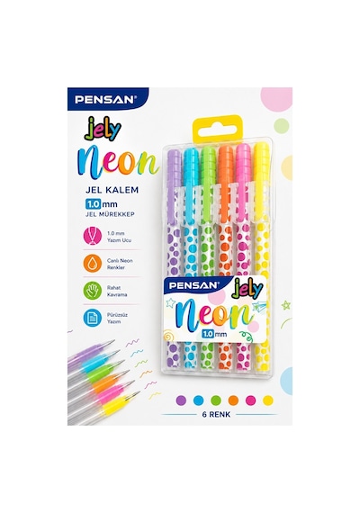 Neon Jely 6 Lı Jel Kalem 1 Paket Pensan 6 Renk 1.0 Mm Neon Tükenmez Kalem Renkli İşaretleme Yazı Kalemi