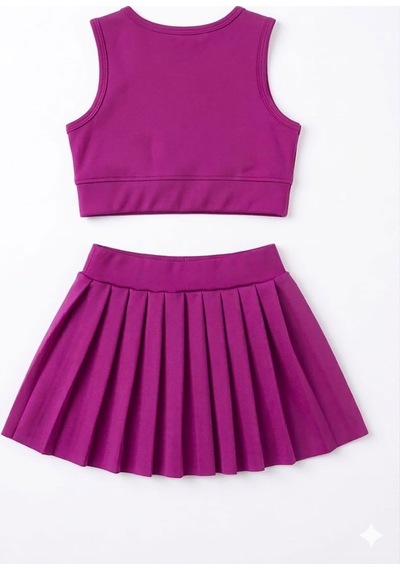 Beniizle Lyrax Kabartmalı Şort Etekli Crop Kız Çocuk Sporcu Takım Magenta