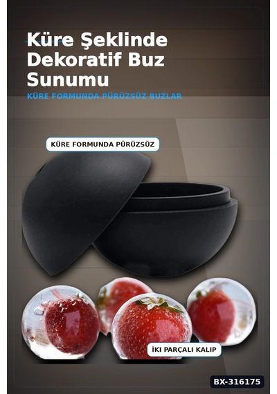 Küre Buz Kalıbı Yuvarlak Silikon İçecek Ve Dondurma Kalıbı 1 Adet 4.5 Cm Bx-316175