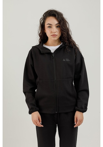 Airlife Clubby Ir Zone Tam Boy Fermuarlı Kadın Kapüşonlu Sweatshirt Siyah