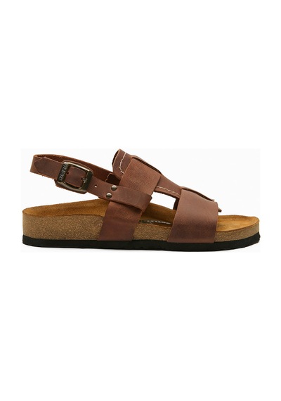 Comfortfusse Likya - Kadın Ortopedik Hakiki Deri Sandalet Kahverengi Yağlı Deri