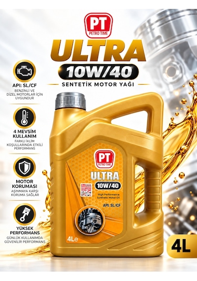 Petro Time Ultra 10W-40 Sentetik Motor Yağı 4 L