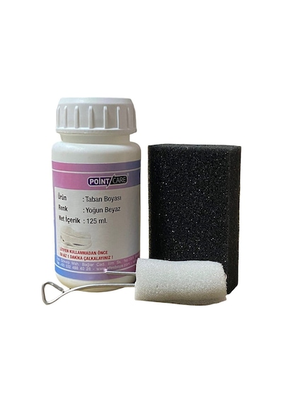Point Care Beyaz Ayakkabı Taban Boyası, Spor Ayakkabı Taban Boyası 125 ML Sünger