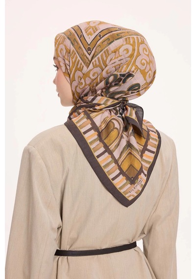 Silk Home Dört Mevsim Antik Motif Viskon Velora Eşarp 6419 Krem