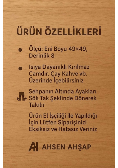Ahsen Ahşap Fotoğraflı Anı Sehpası Antrasit3
