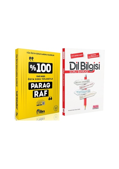 Fides Yayınları % 100 Ösym Soru Tipleriyle Paragraf Ve Akm Dil Bilgisi Soru Bankası Seti 2 Kitap