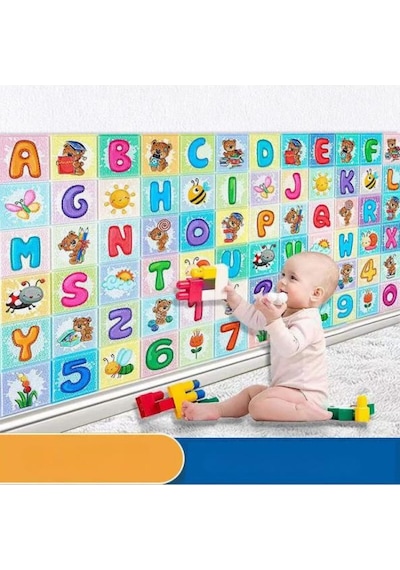 Çoçuk Odası Kreş Anaokulu Alfabe Model Yapışkanlı Duvar Paneli Kağıdı 1 Adet A Harfi 1 Adet D Harfi Çok Renkli