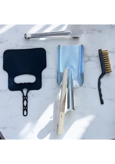 Mangal Set 4'lü Barbekü Maşası-plastik Yelpaze,tel Fırça,ateşş Küreği Küçük Boy