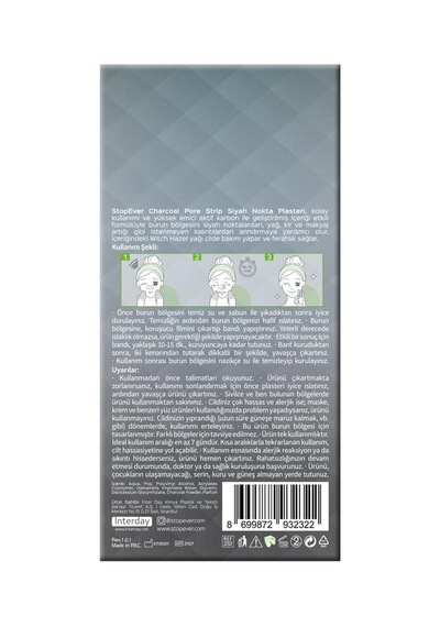 Charcoal Pore Strip Kömürlü Nokta Plasteri 2 X 6 Adet Sku: Smg8690010391216