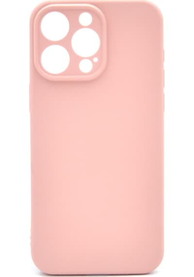 Apple Uyumlu iPhone 13 Pro Düz Renk Esnek Yumuşak Silikon Kılıf Rubber Pudra Pembe