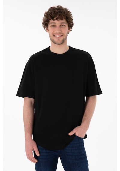 U.S. Polo Assn. Erkek Long Fit Bisiklet Yaka Siyah Basic Tişört 50305988-VR046