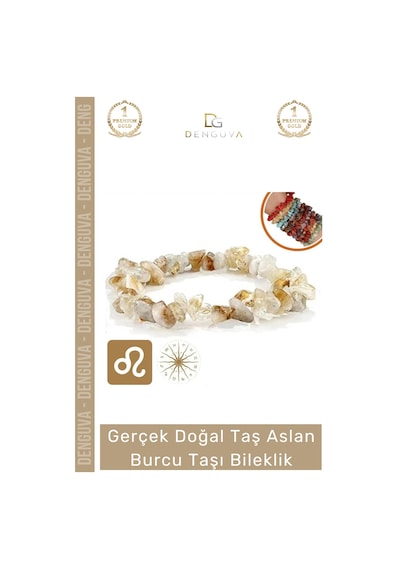 Bileklik Doğal Taş Ayarlanabilir Su Geçirmez Hediye Tasarım Aslan Burçları Burç Unisex Bileklik Çok Renkli