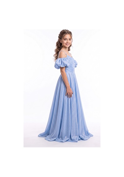 Mnk Baby & Kids Linos Kız Çocuk Saten Abiye Elbise M00838 Mavi