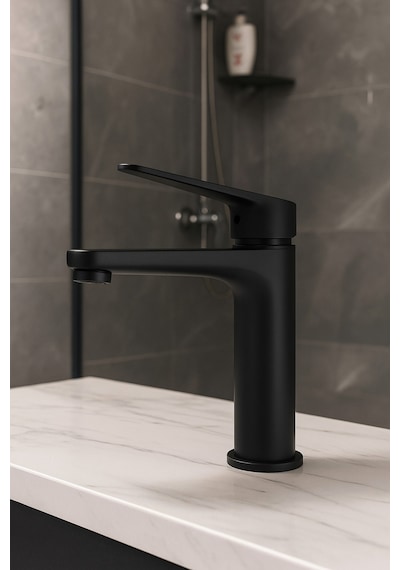 Zift Unique Mat Siyah Banyo Musluğu - Tek Kollu Batarya Siyah